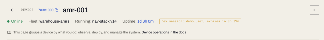 Device header with the Dev session chip
