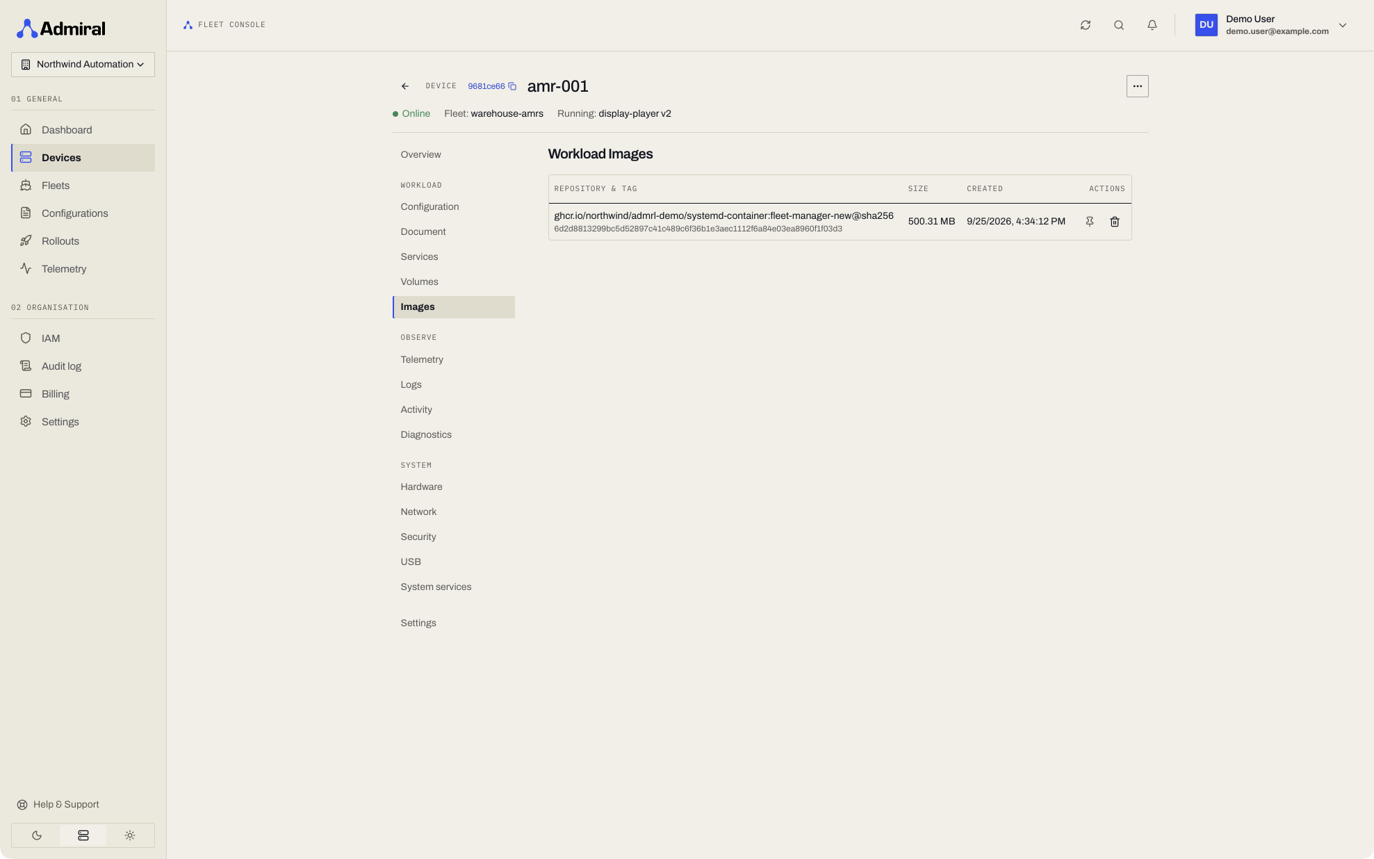 Device Images Tab