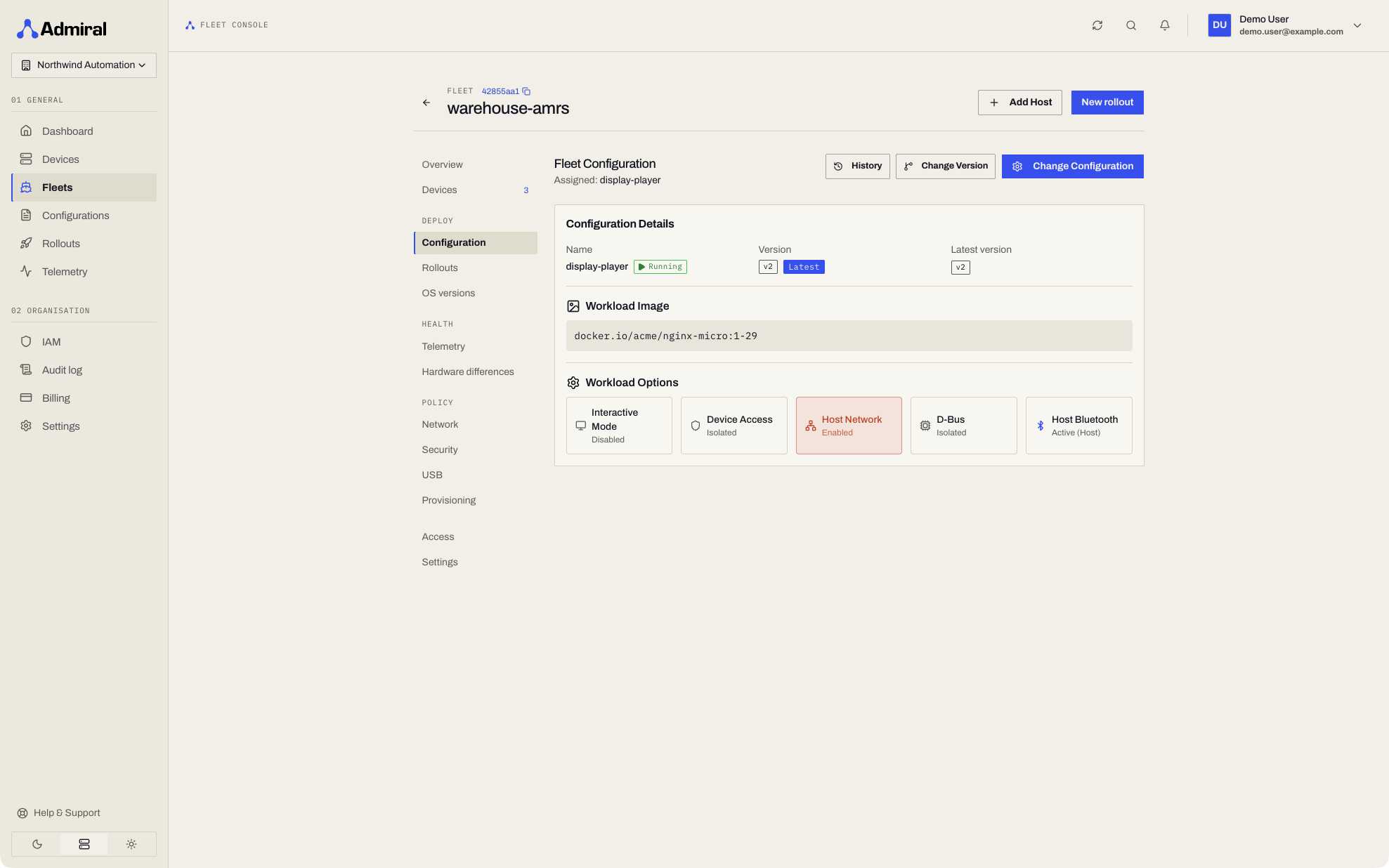 Fleet Configuration Tab