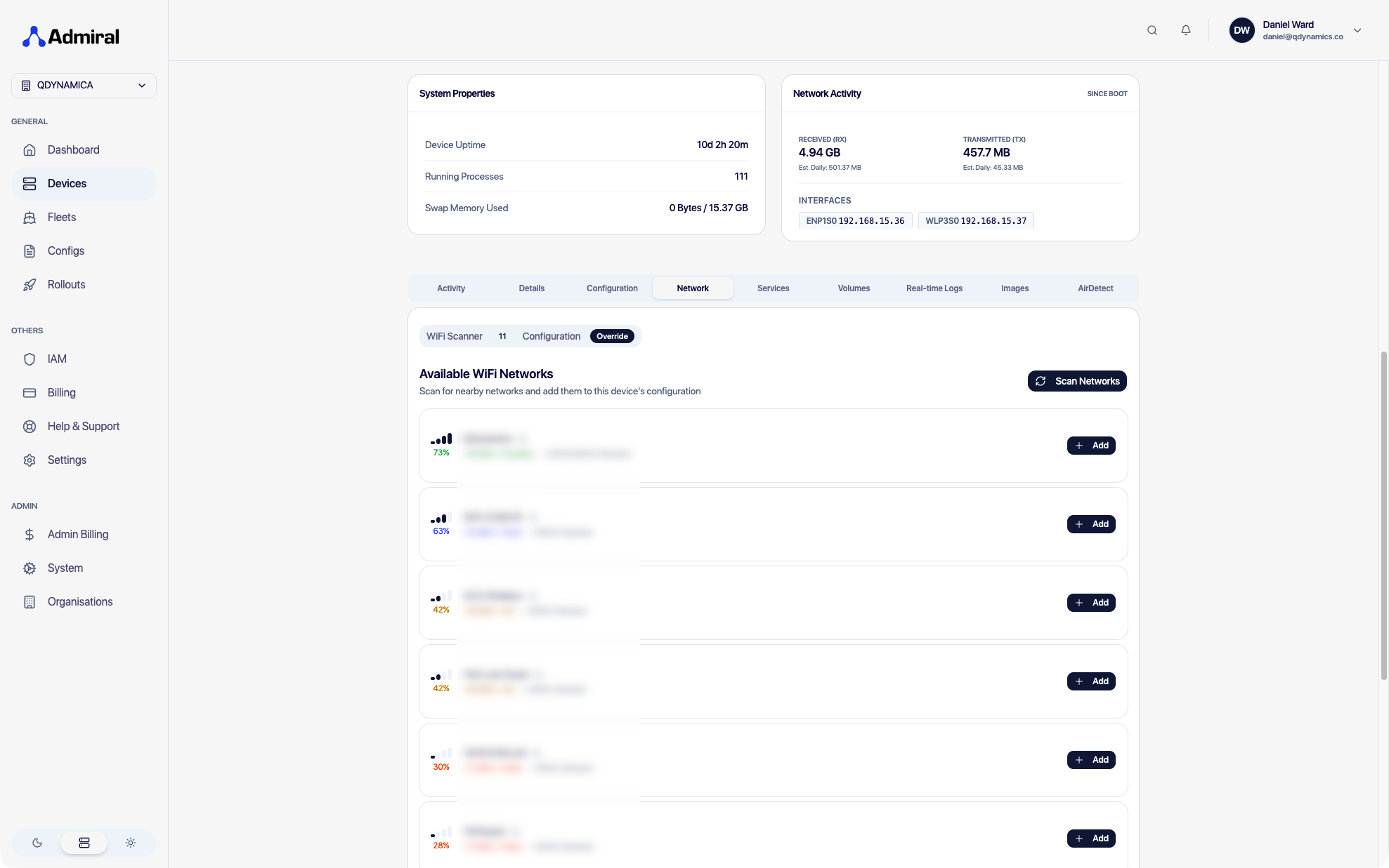 Device Network Scanner &amp; Interfaces