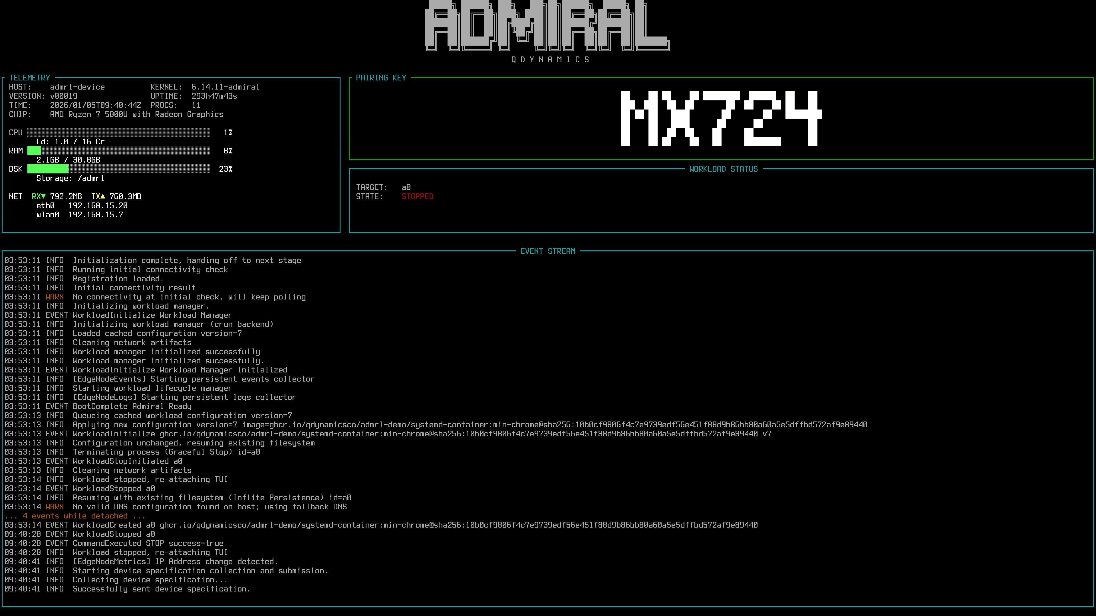 Pairing token display